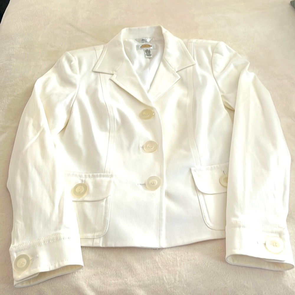 NWOT Talbots Women’s White Three Button Versatile Blazer Single Breasted Size 6